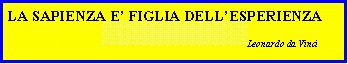 Casella di testo: LA SAPIENZA E FIGLIA DELLESPERIENZA                                                                                                                                                                                   Leonardo da Vinci